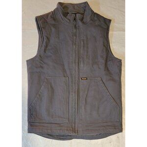 Brahma Mens Insulated Canvas Work Gray Vest Full Zip Pockets Brown Size S 34-36